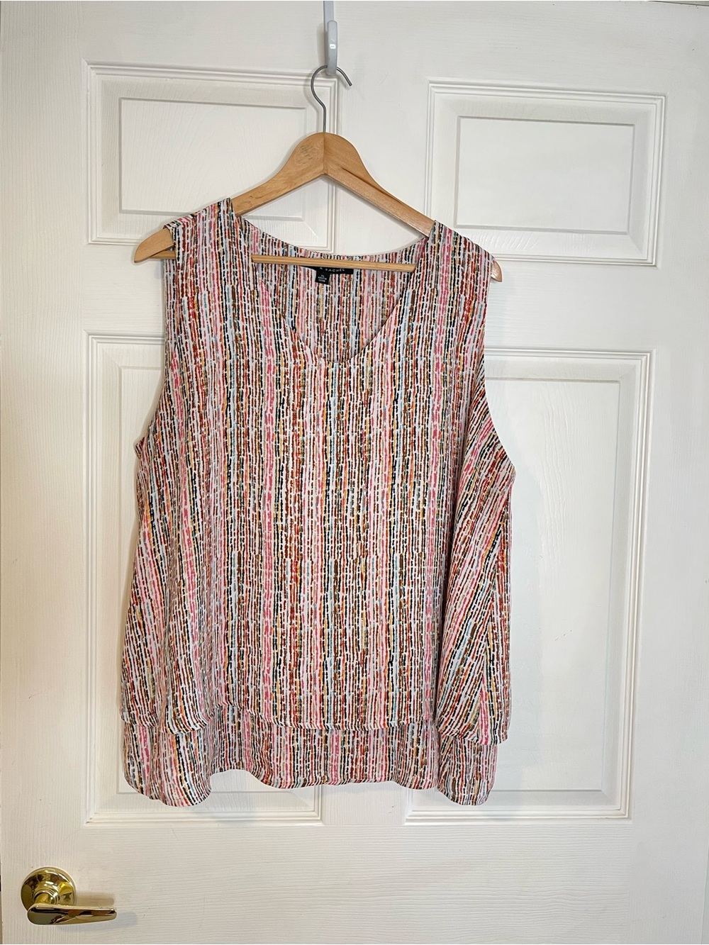 Zac & Rachel Multicolor Striped Sleeveless Top with Pink Accents
